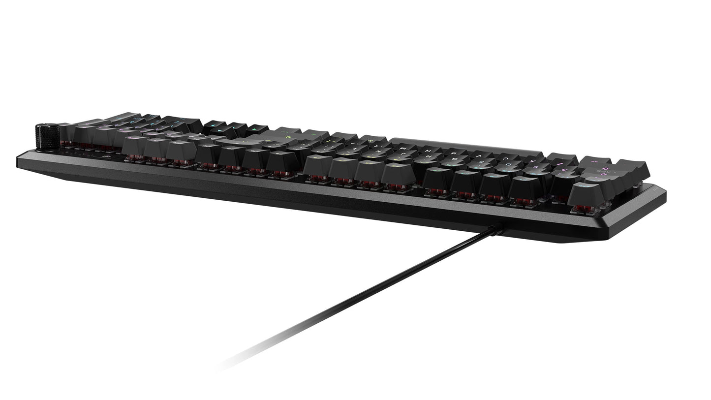 K70 CORE RGB Wired Gaming Mechanical Keyboard with Pre-Lubricated  MLX Red Linear Key Switches, Media Control Dial, Sound Dampening, Icue Compatibility, QWERTY NA Layout - Grey