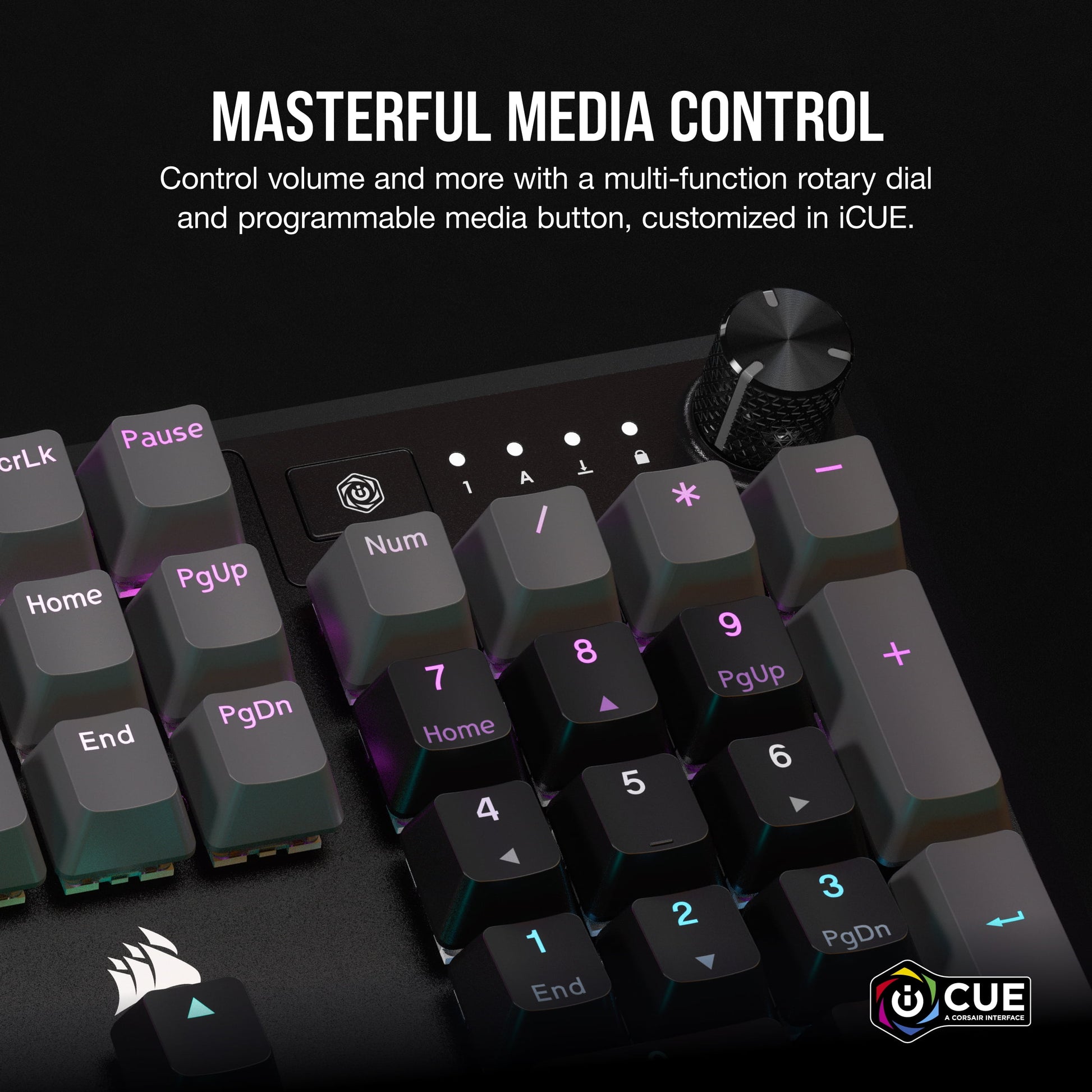 K70 CORE RGB Wired Gaming Mechanical Keyboard with Pre-Lubricated  MLX Red Linear Key Switches, Media Control Dial, Sound Dampening, Icue Compatibility, QWERTY NA Layout - Grey