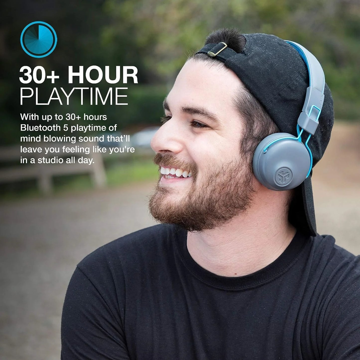 Studio Bluetooth Wireless On-Ear Headphones | 30+ Hour Bluetooth 5 Playtime | EQ3 Sound | Ultra-Plush Faux Leather & Cloud Foam Cushions | Track and Volume Controls | Black