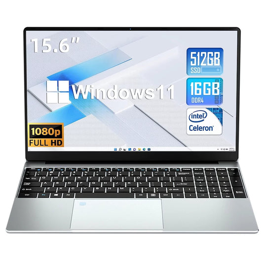 15.6" Windows 11 Pro Laptop with 16GB RAM 512GB SSD, Intel Celeron Processor and Backlit Keyboard