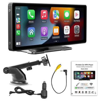 10.26 Inch Car Monitor Wireless Carplay /Android-Auto HD Screen Camera Bluetooth FM Transmitter USB TF Video Player