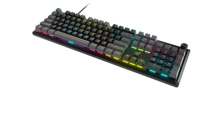 K70 CORE RGB Wired Gaming Mechanical Keyboard with Pre-Lubricated  MLX Red Linear Key Switches, Media Control Dial, Sound Dampening, Icue Compatibility, QWERTY NA Layout - Grey