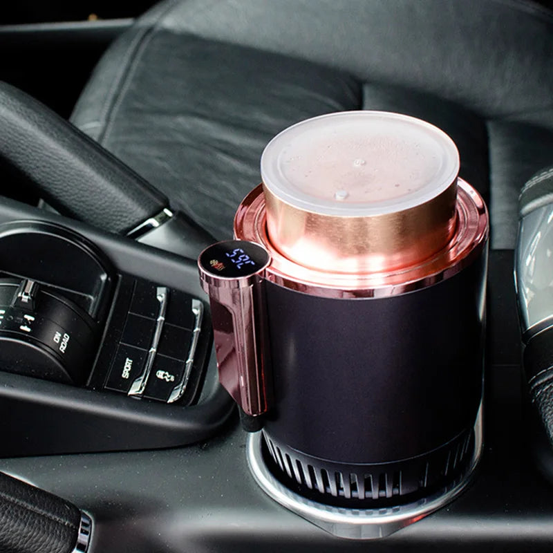 12V Car Cooling Cup 2-In-1 Car Office Cup Warmer Cooler Smart Car Cup Mug Holder Tumbler Cooling Beverage Drinks Can Summer Cool